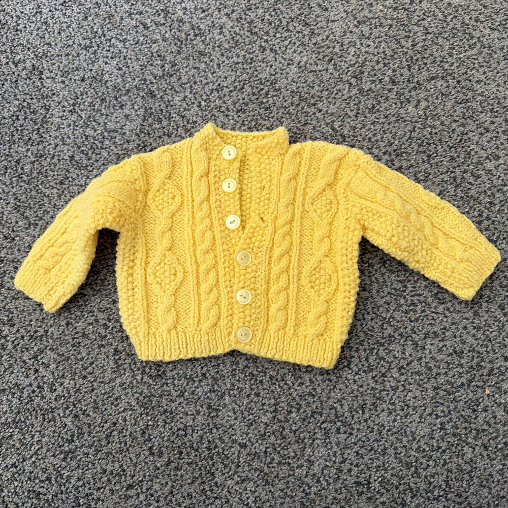 New Handmade Infant Cable Knit Yelliw Cardigan Sweater